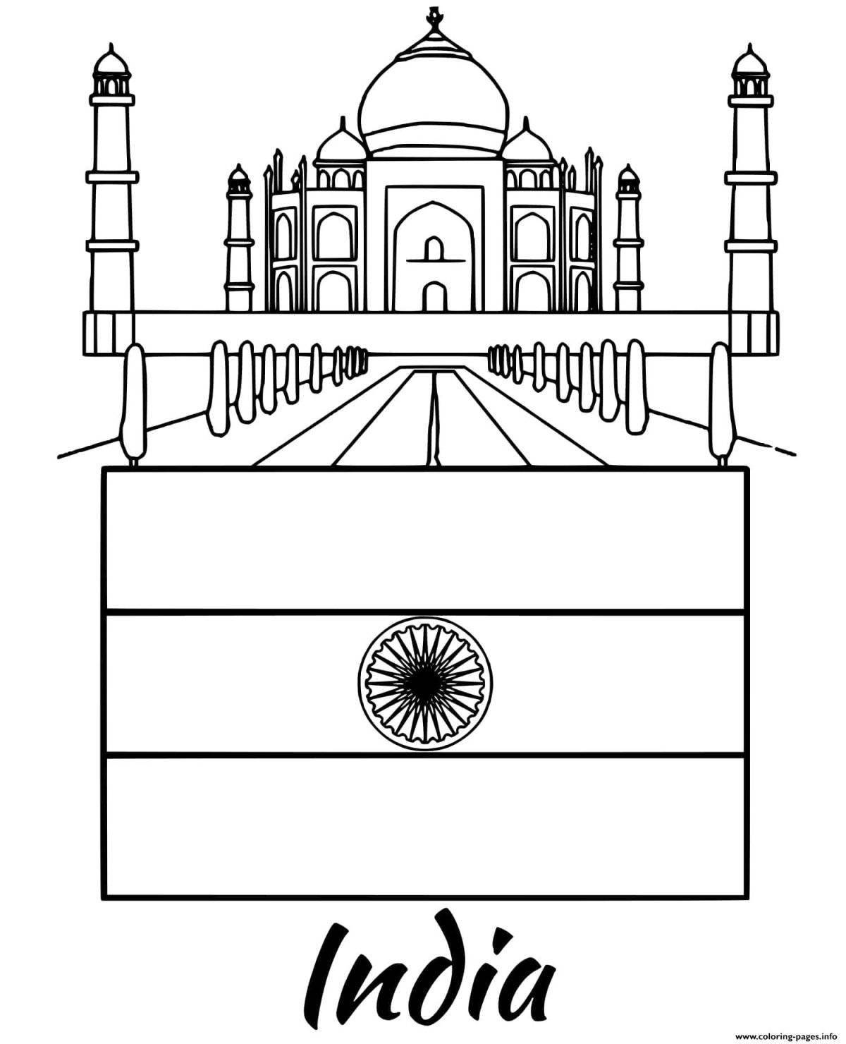 Coloring page festive flag of india
