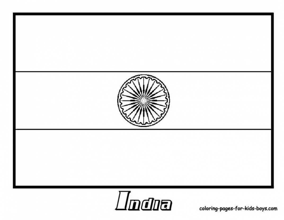 Раскраска потрясающий флаг индии
