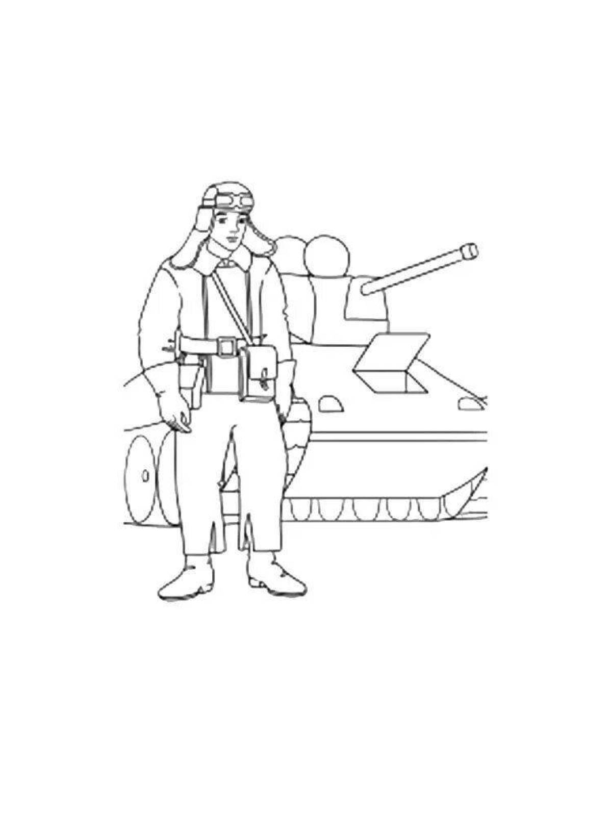 Intriguing military profession coloring book