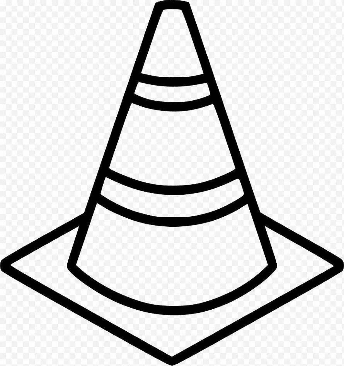 Colorful traffic cone coloring pages