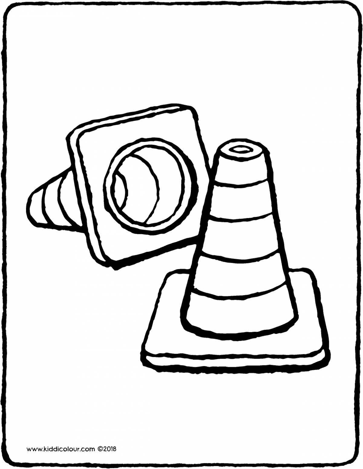 Luminous traffic cone coloring pages