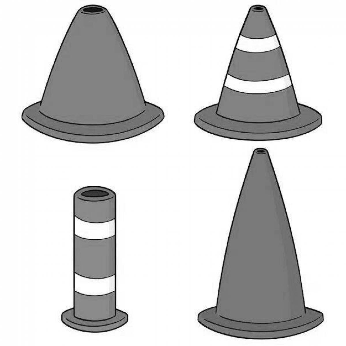 Glitter traffic cone coloring pages