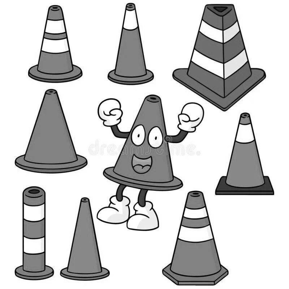 Shimmering traffic cone coloring pages