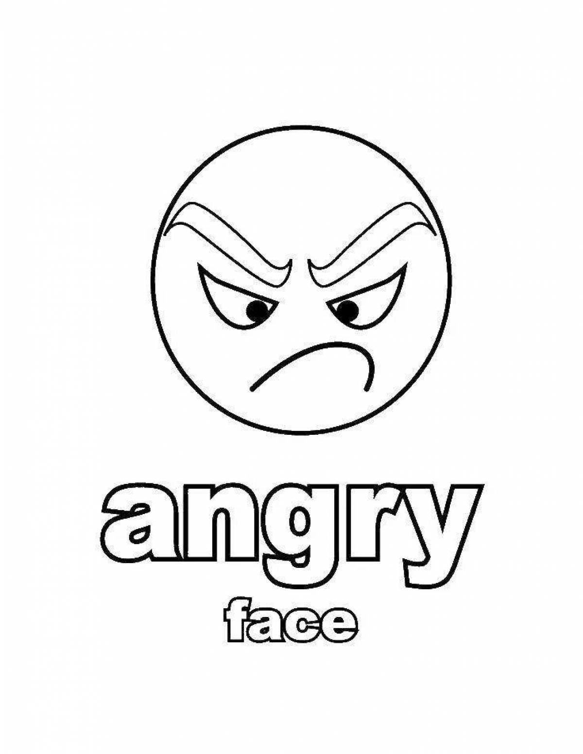 Angry coloring page angry emoticon