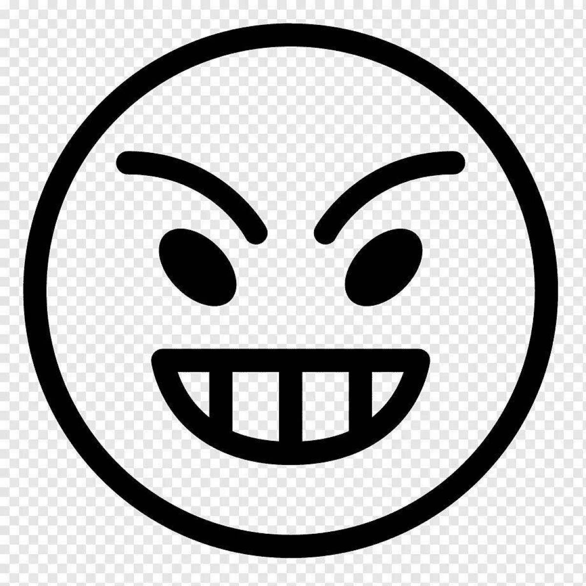 Splenetic coloring page angry emoticon