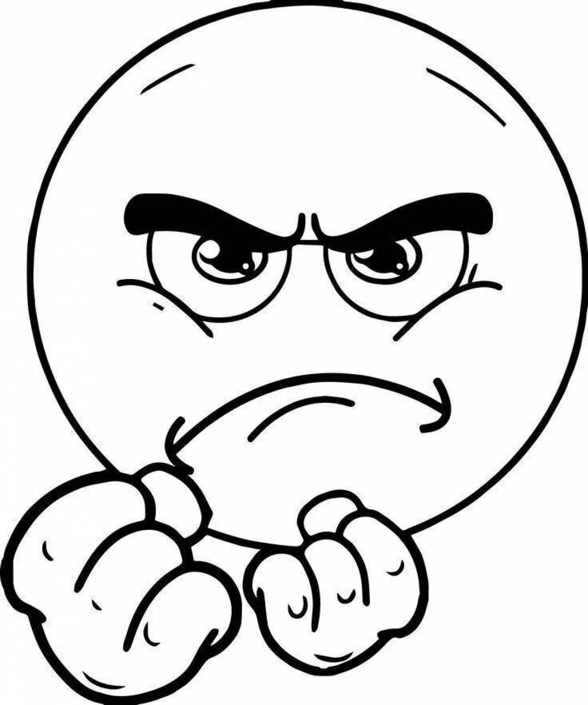 Testy coloring page angry emoticon