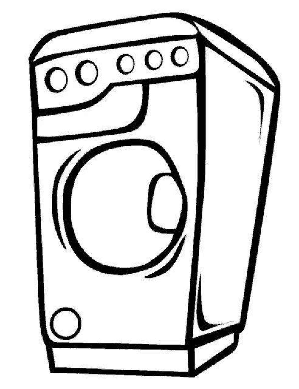 Очаровательная страница раскраски стиральной машины