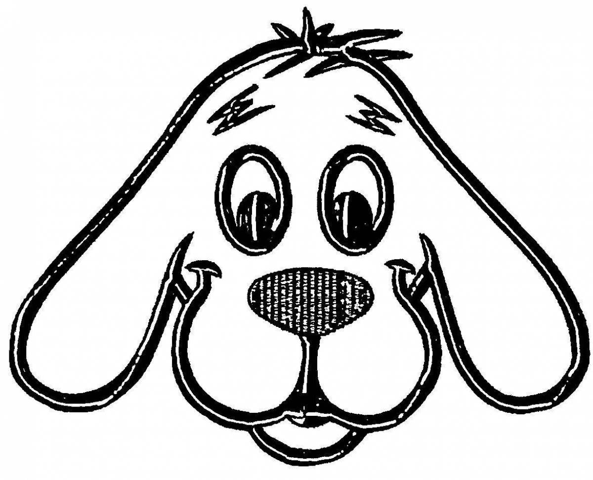 Glowing dog muzzle coloring page
