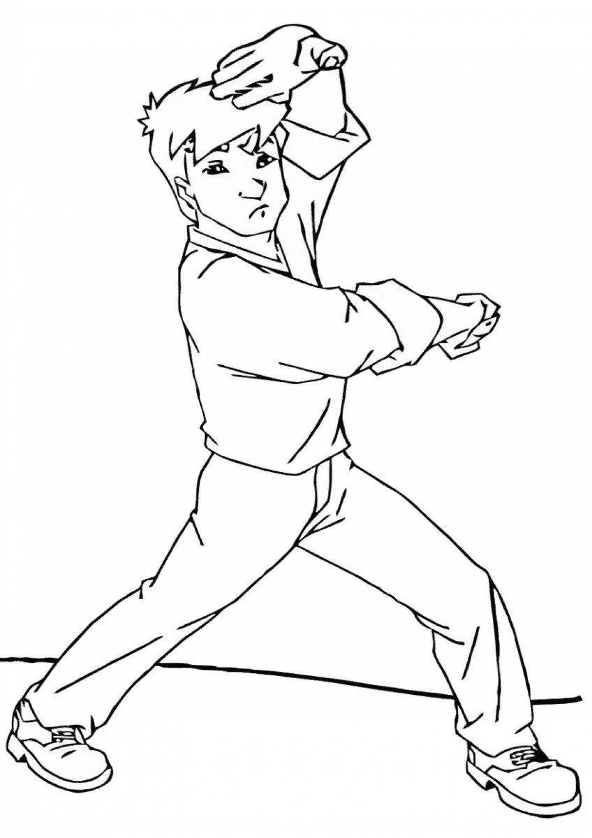 Jackie Chan's vibrant coloring page