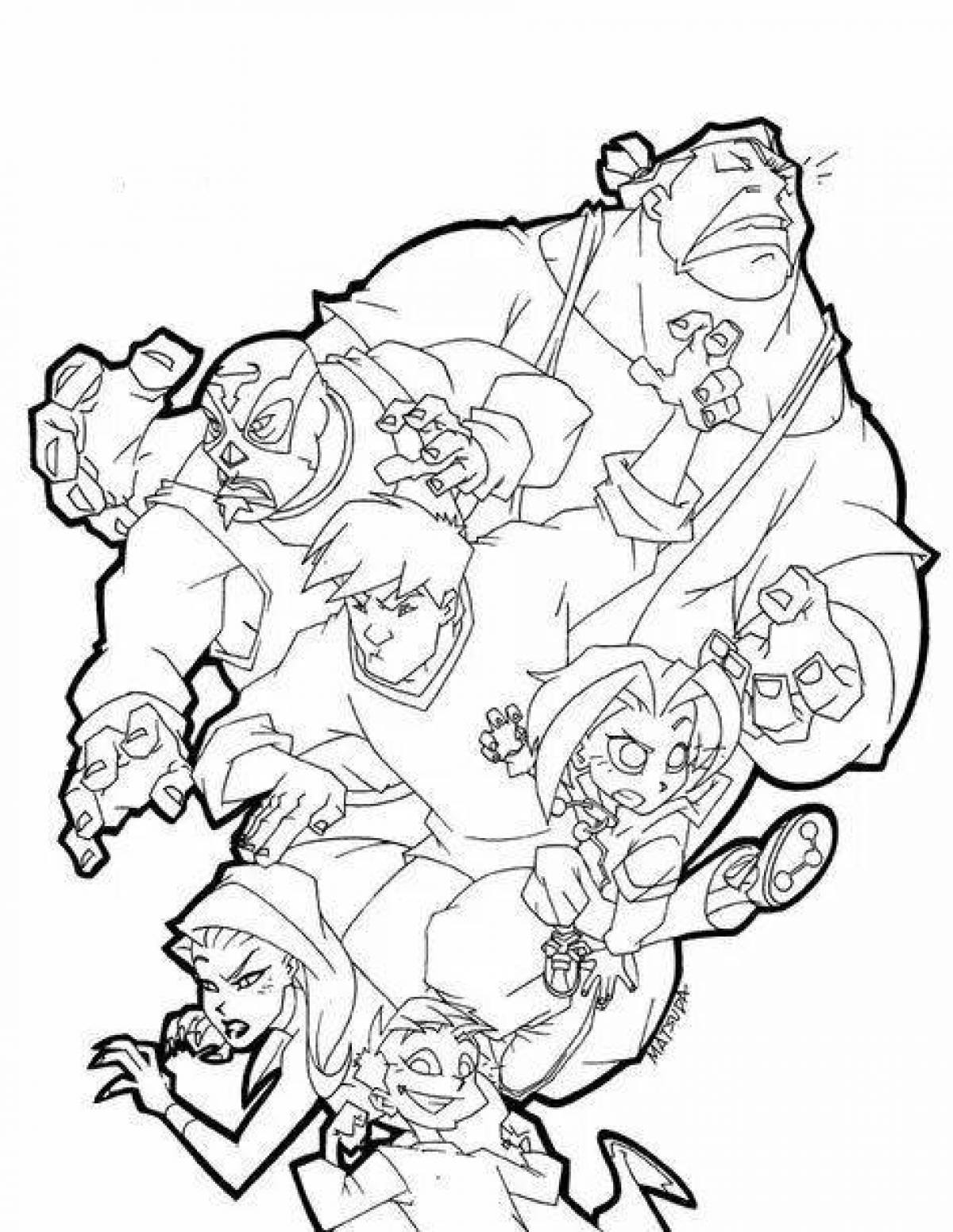 Jackie chan's bold coloring page
