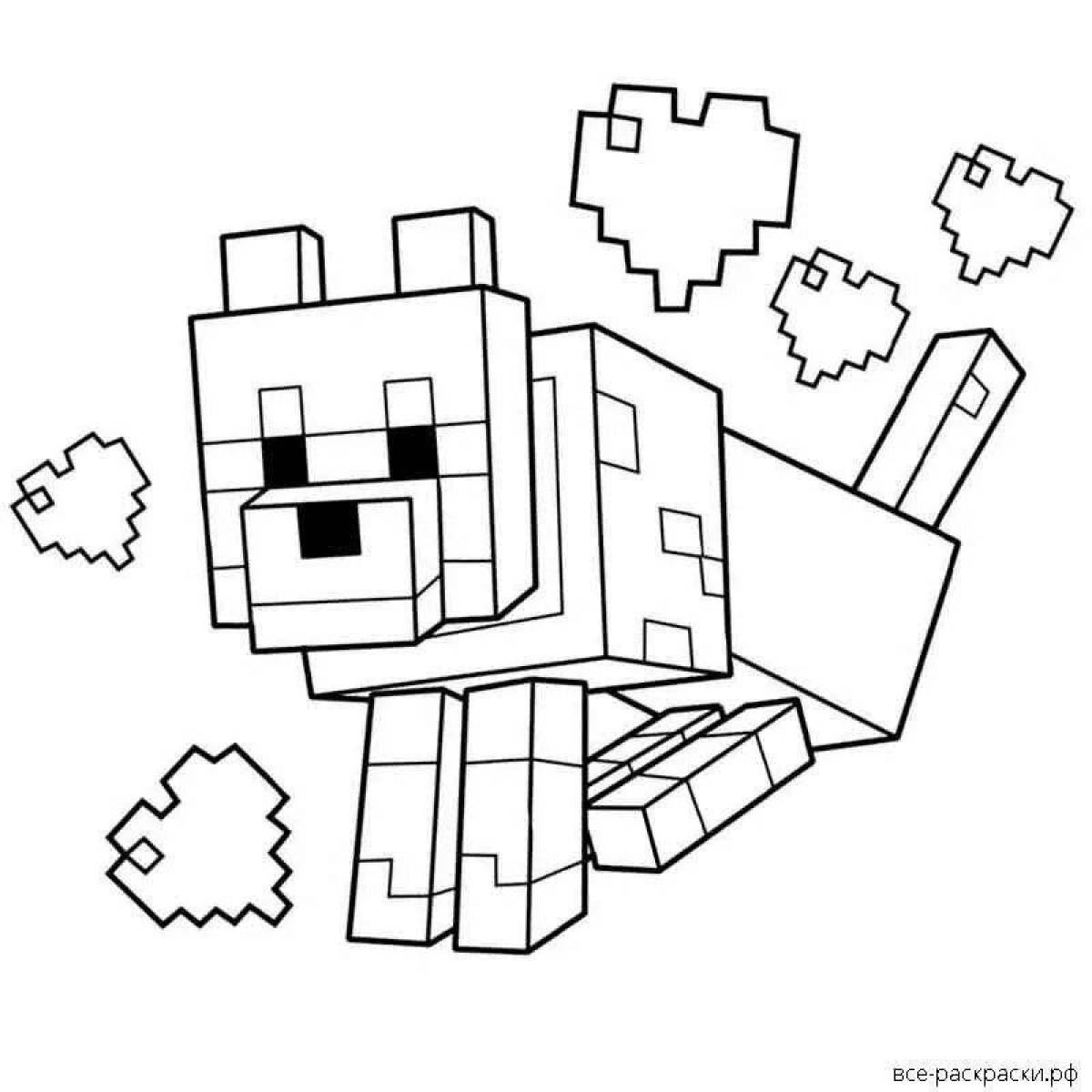 Coloring adorable cat minecraft