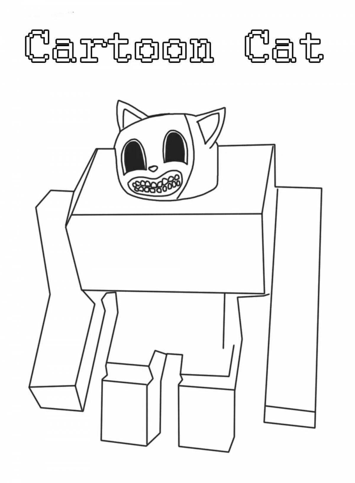 Exciting minecraft cats coloring page