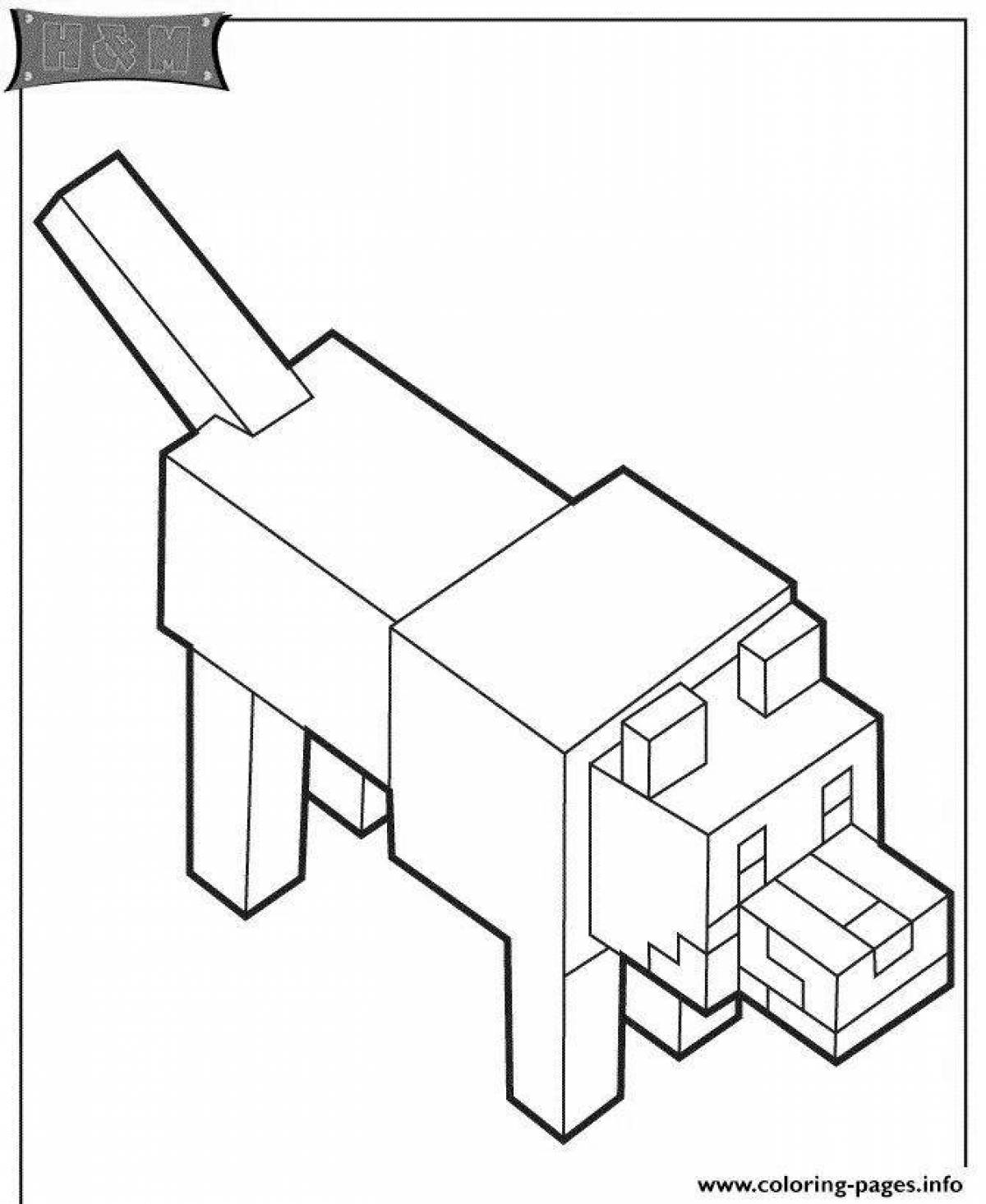 Zany minecraft cat coloring page