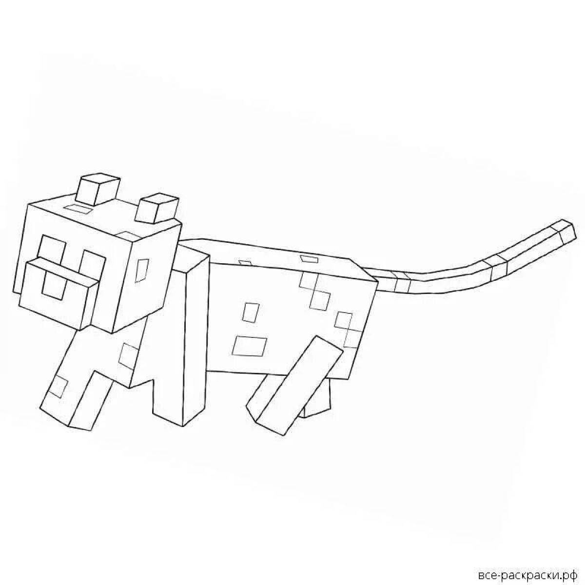 Outrageous minecraft cat coloring page