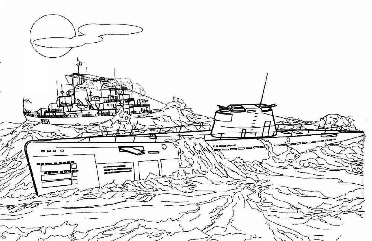Sea battle coloring page