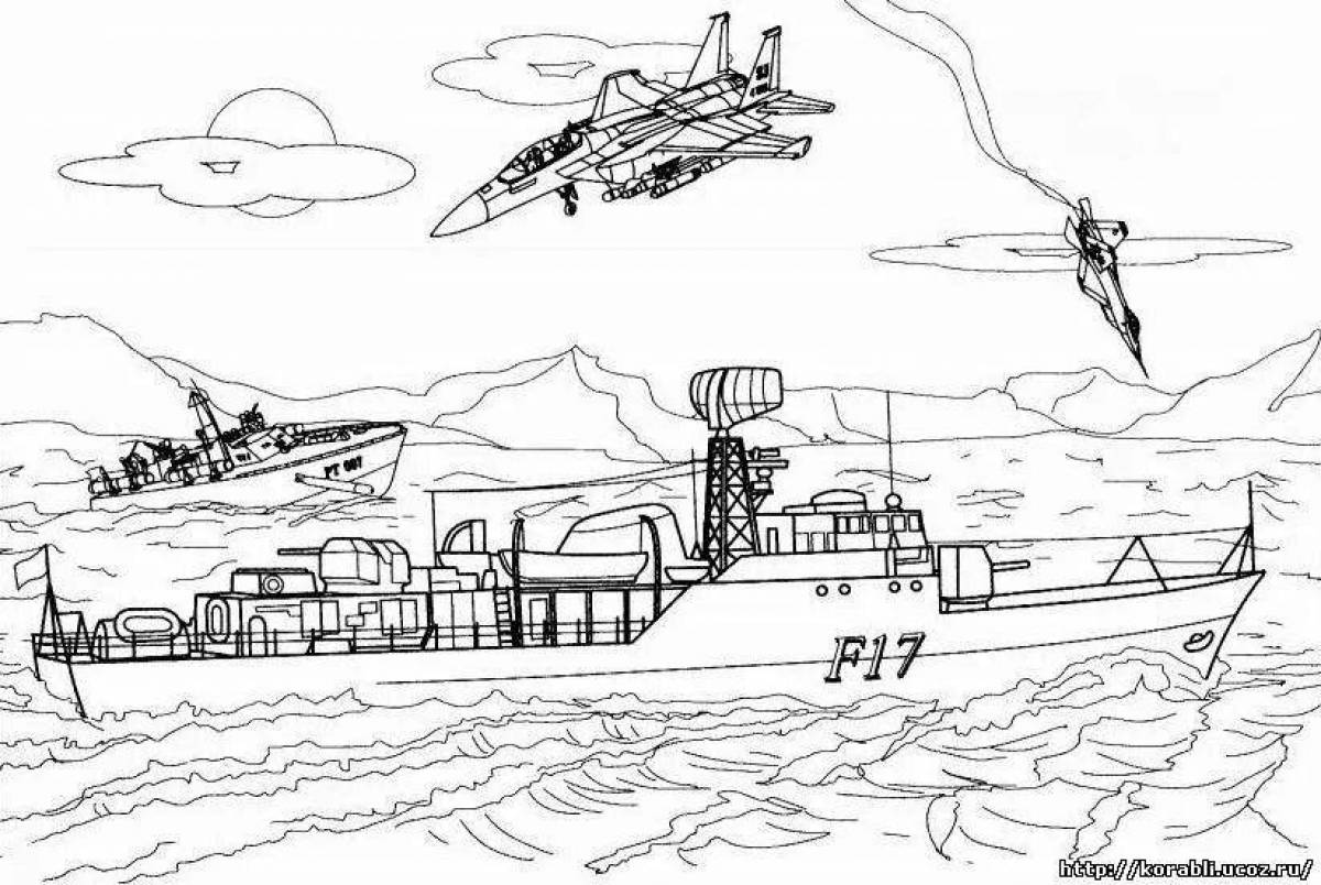 Intriguing sea battle coloring page