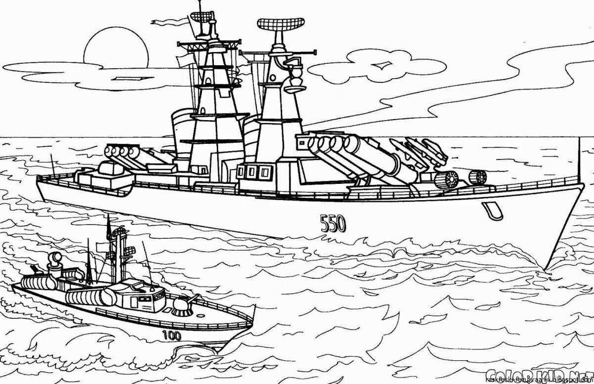 Glorious naval battle coloring page