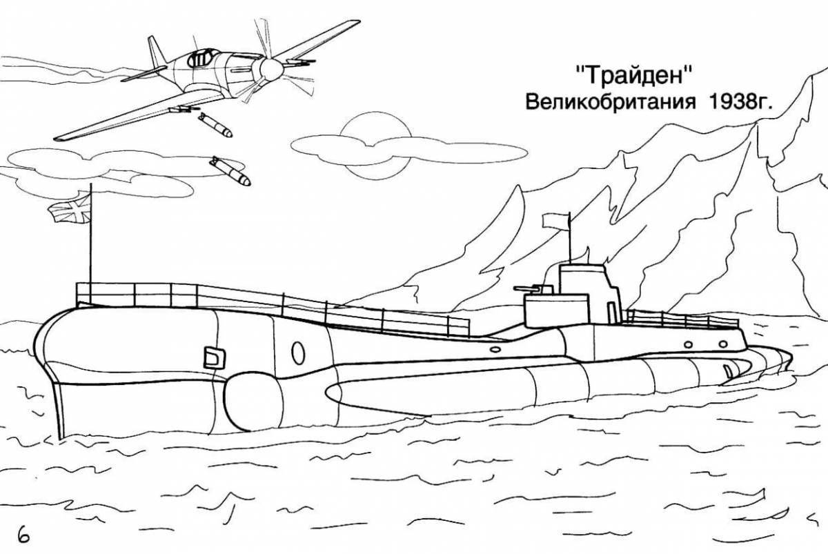 Coloring page inviting sea battle