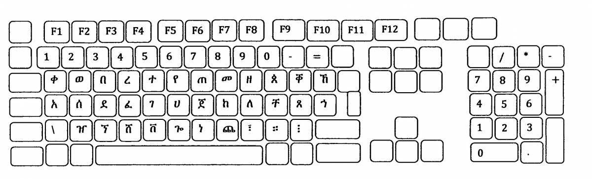 Colorful computer keyboard coloring page