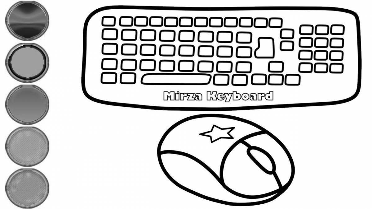 Funny computer keyboard coloring page