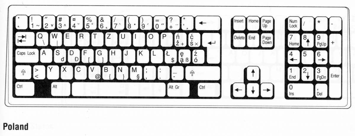 Playful computer keyboard coloring page
