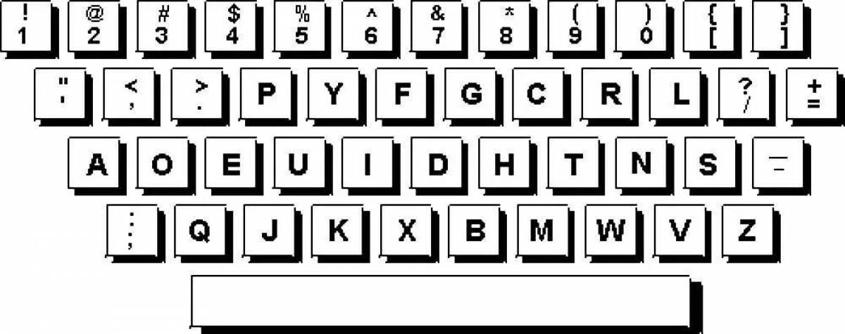 Подробная страница раскраски компьютерной клавиатуры