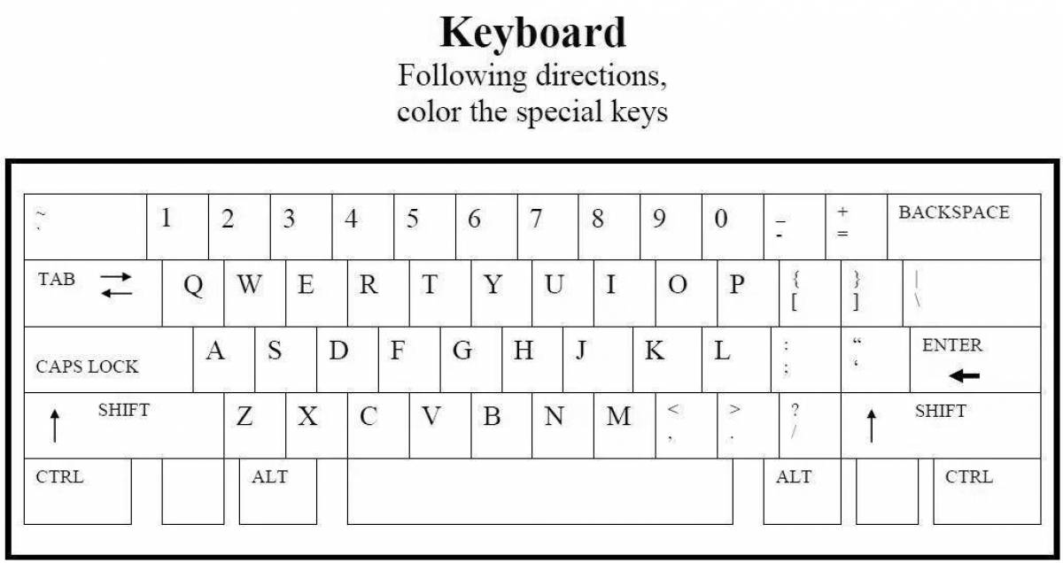 Tempting computer keyboard coloring page