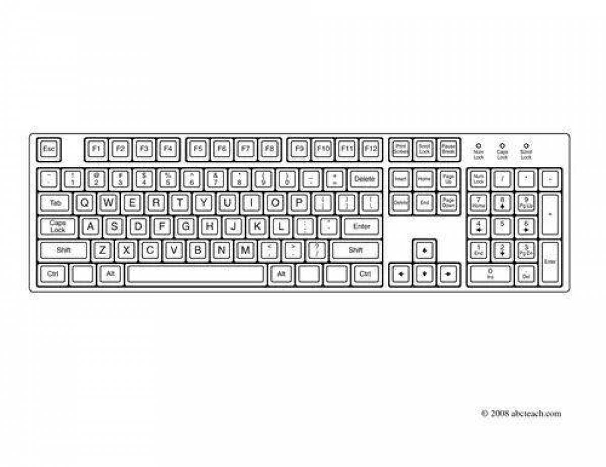 Adorable computer keyboard coloring page