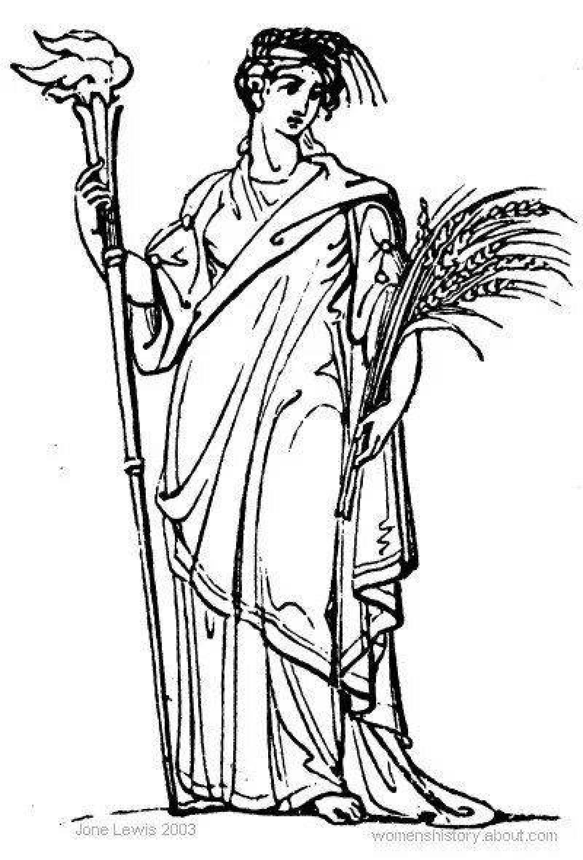 Gorgeous Hera goddess coloring page