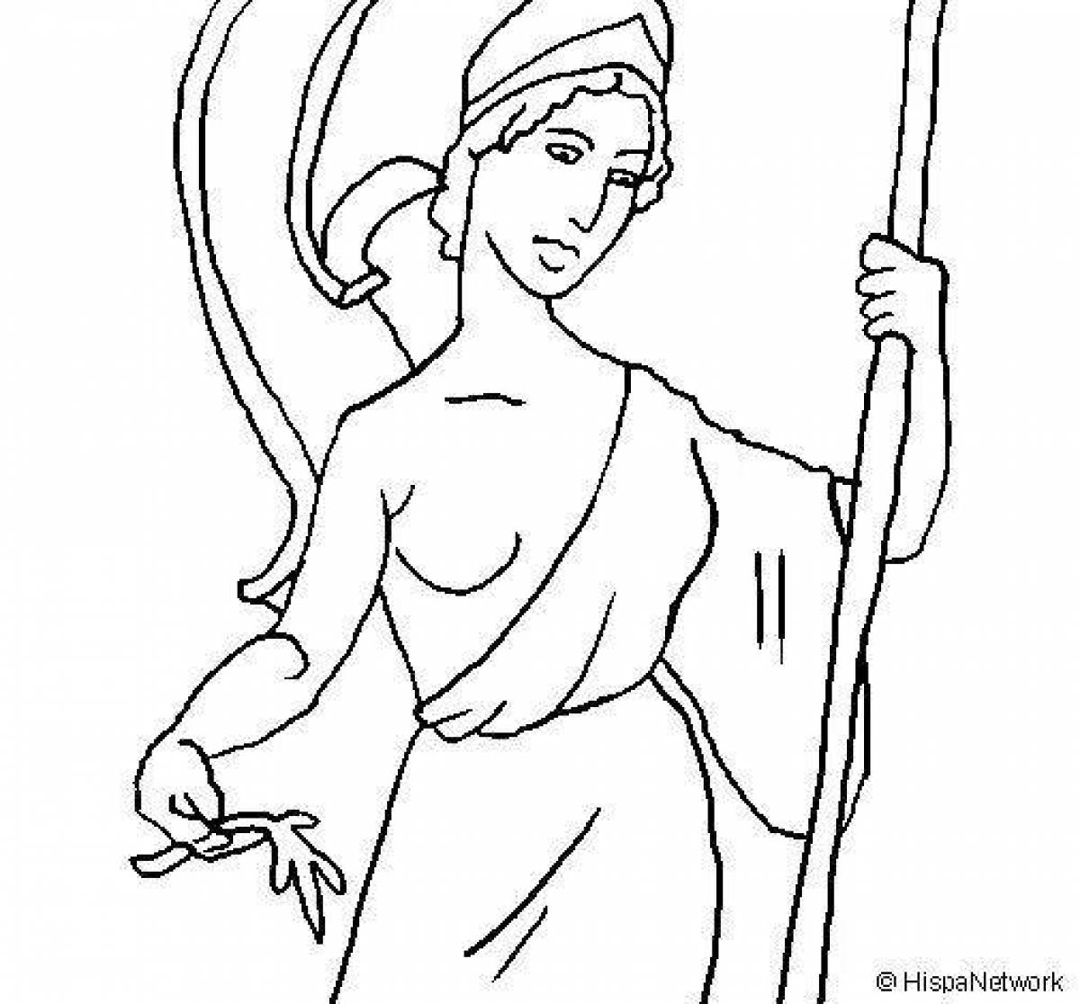 Rich coloring page of goddess hera