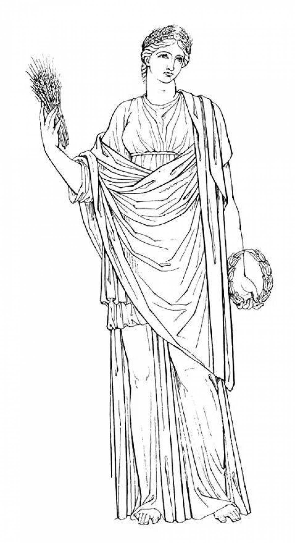 Elegant Hera Goddess Coloring Page