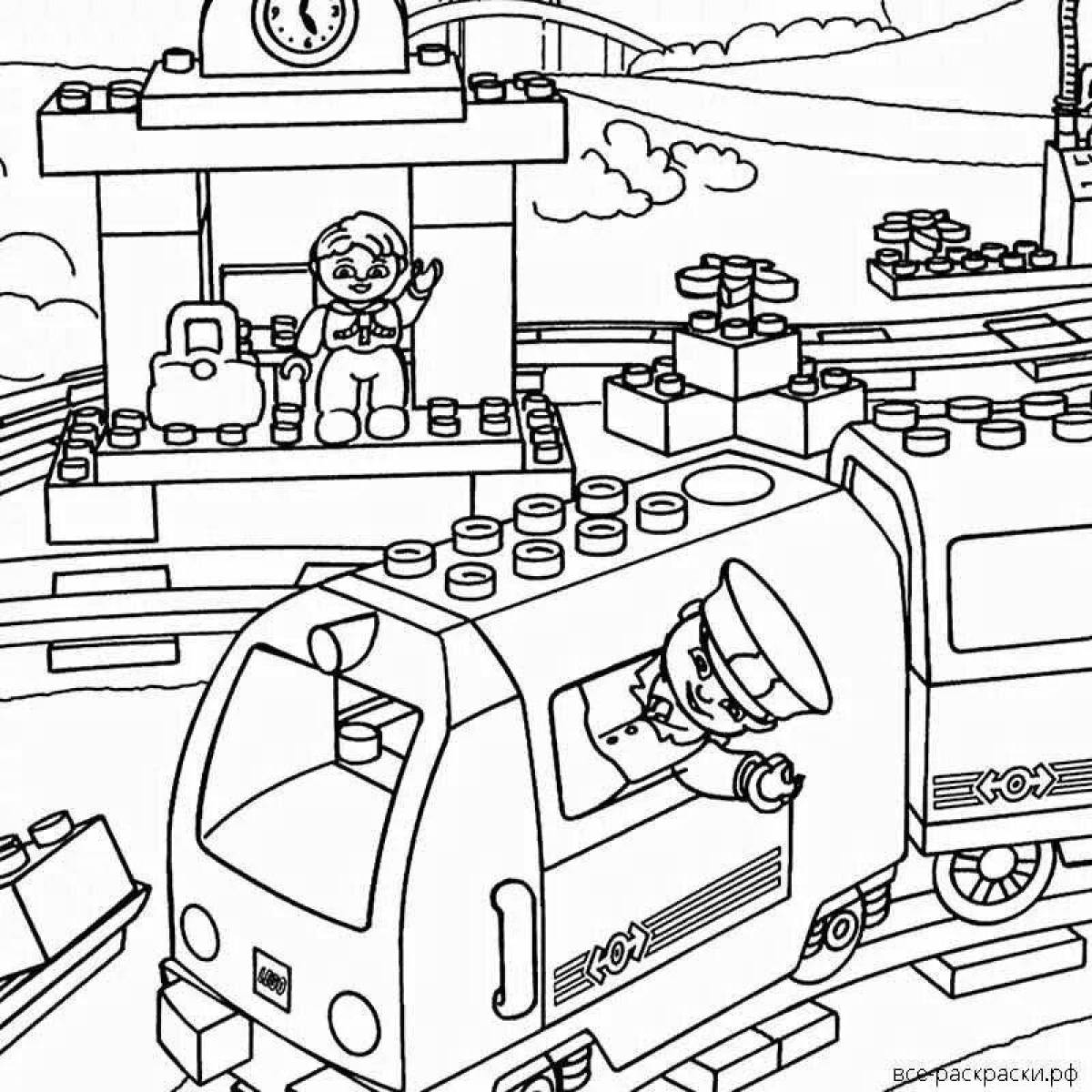 Креативная страница раскраски lego train
