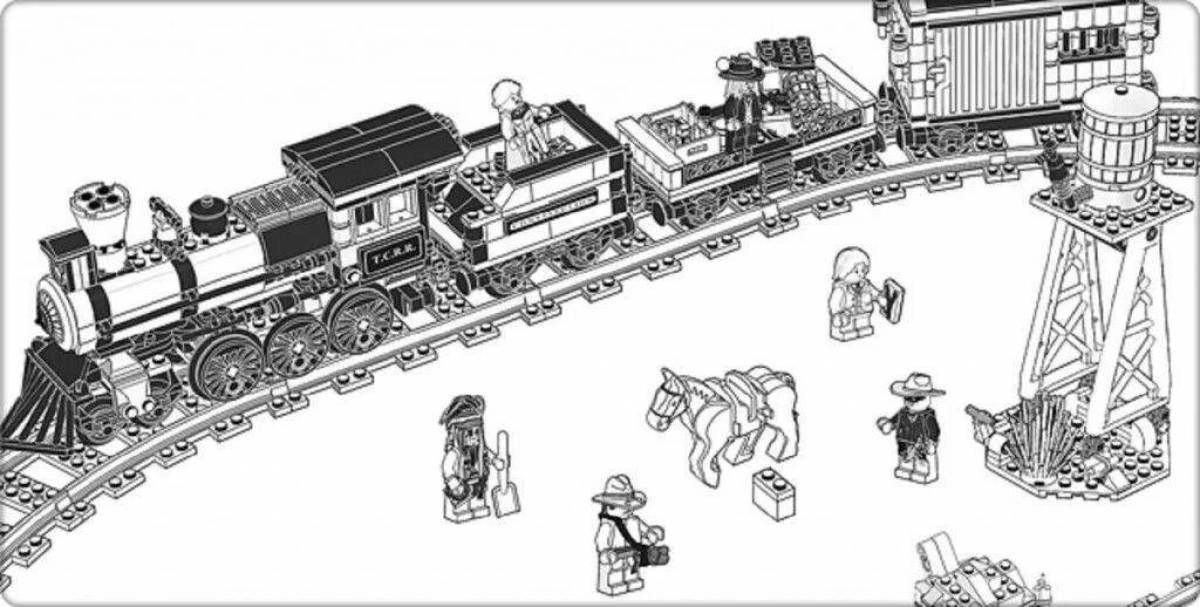 Разноцветный поезд lego train coloring page