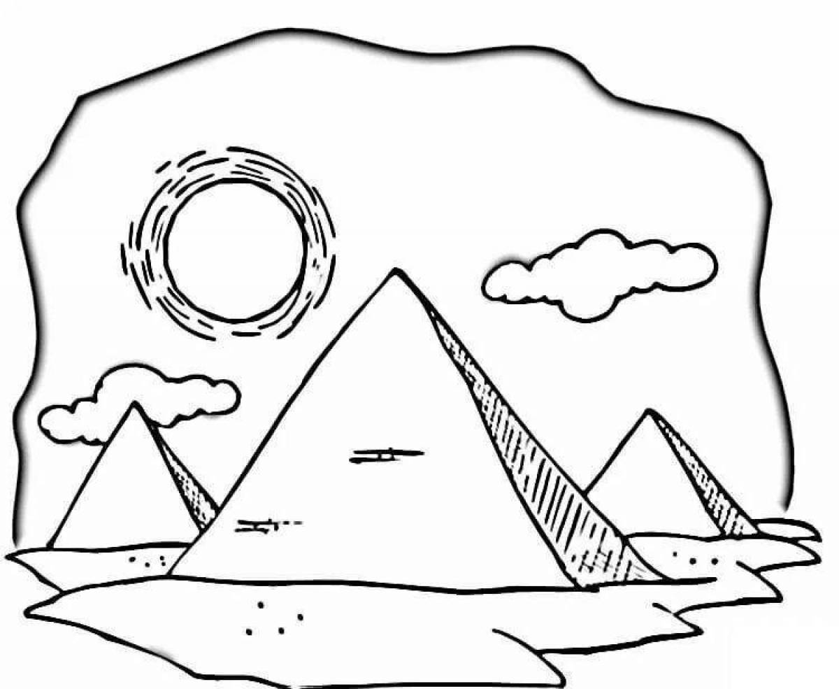 Coloring page majestic egyptian pyramids