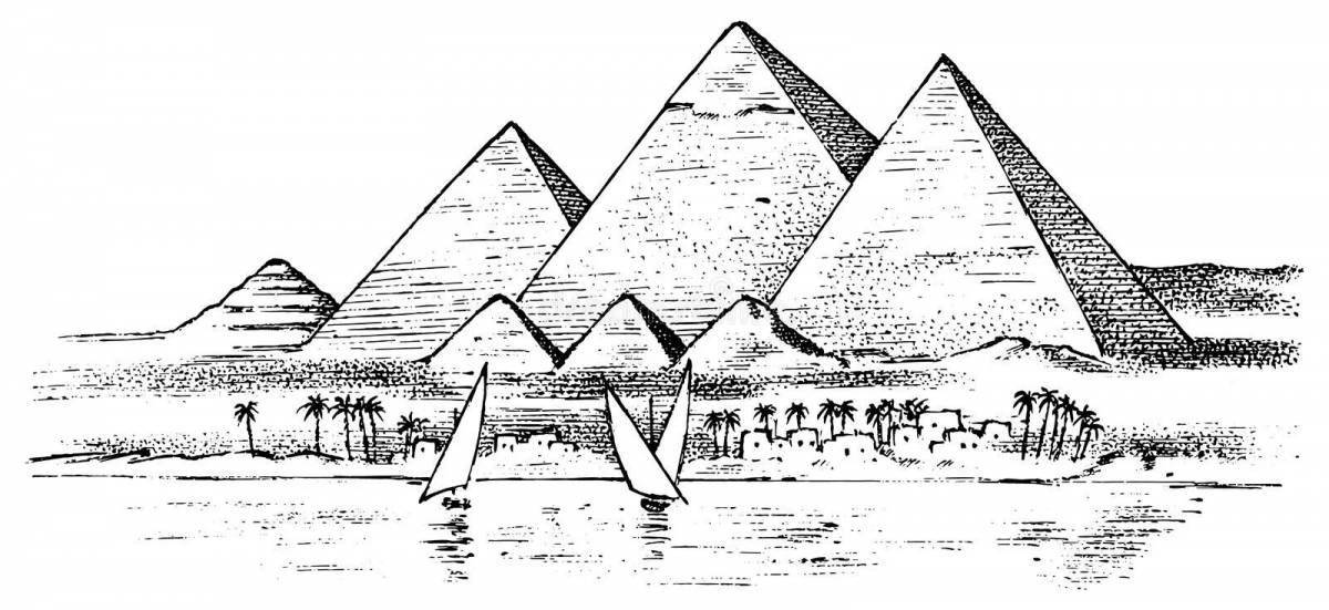 Glittering Egyptian pyramids coloring book