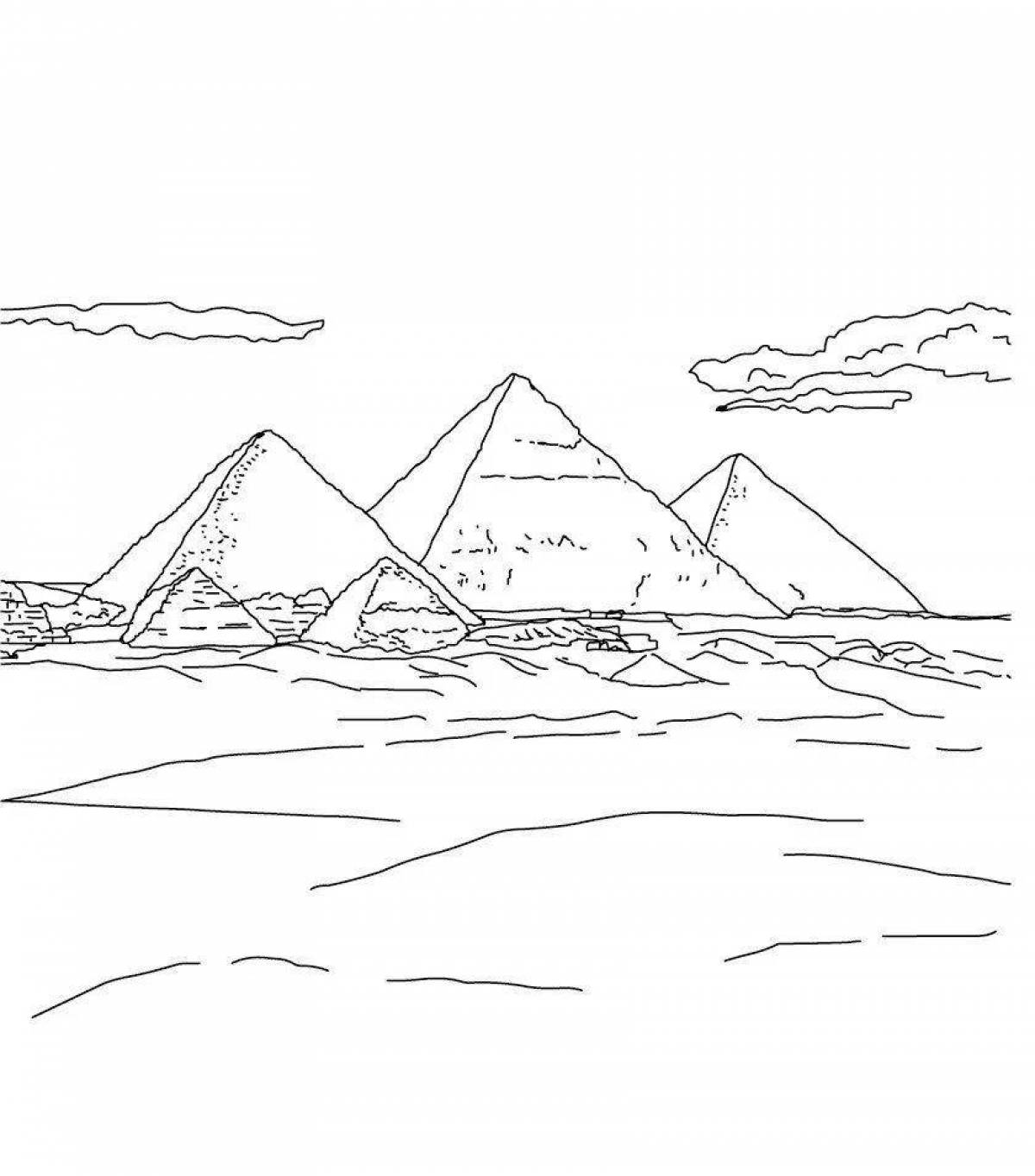 Coloring book of luxurious Egyptian pyramids