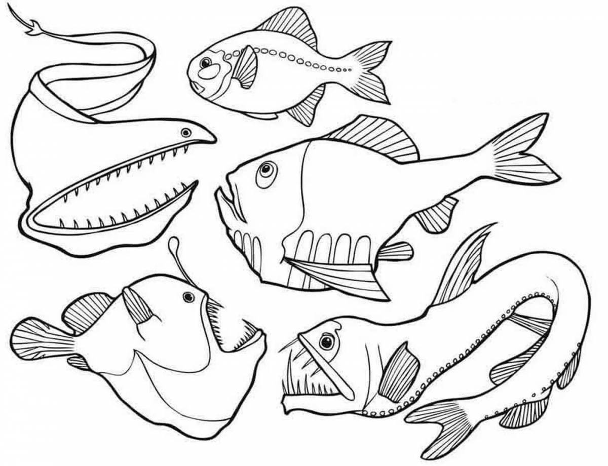 Colorful sea fish coloring page