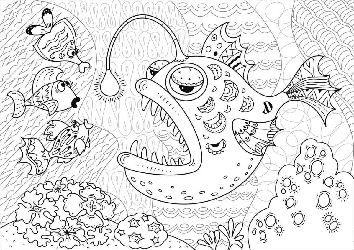 Glamorous sea fish coloring page