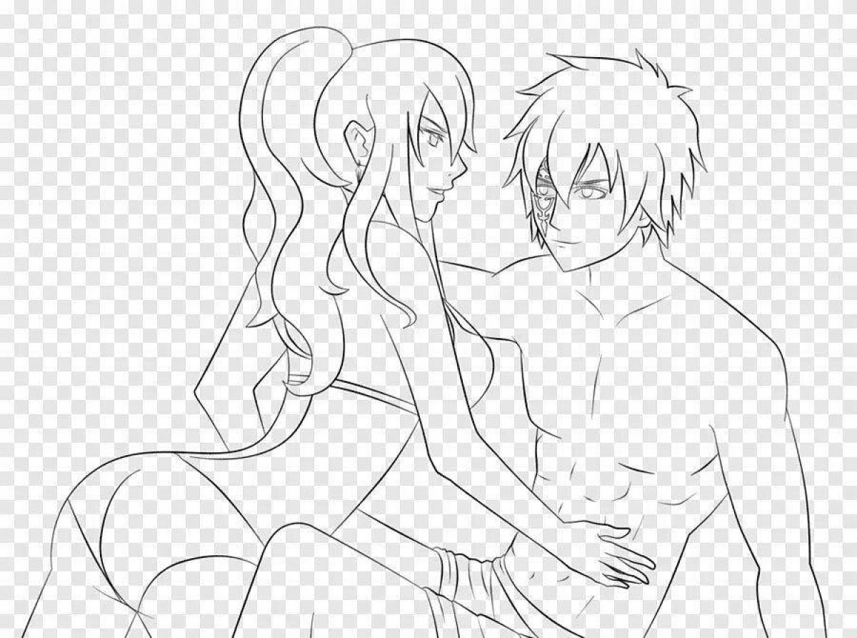 Exquisite anime couple coloring book