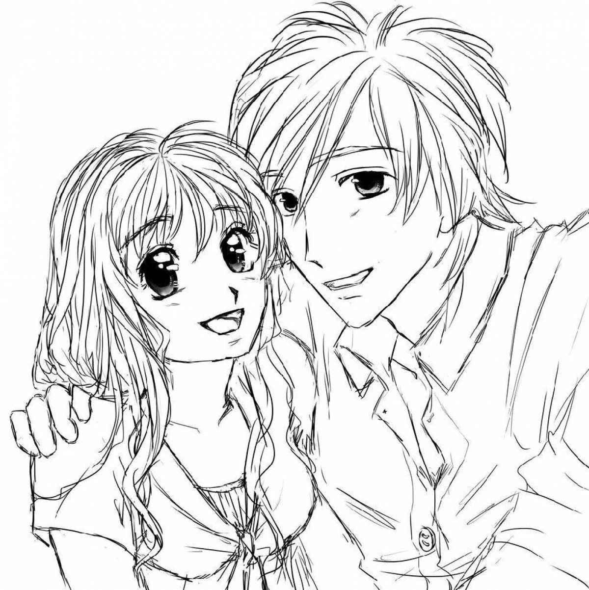 Coloring exotic couple anime