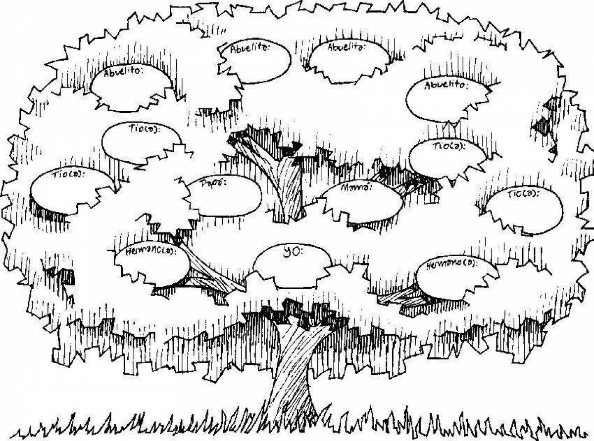 Holiday family tree coloring page