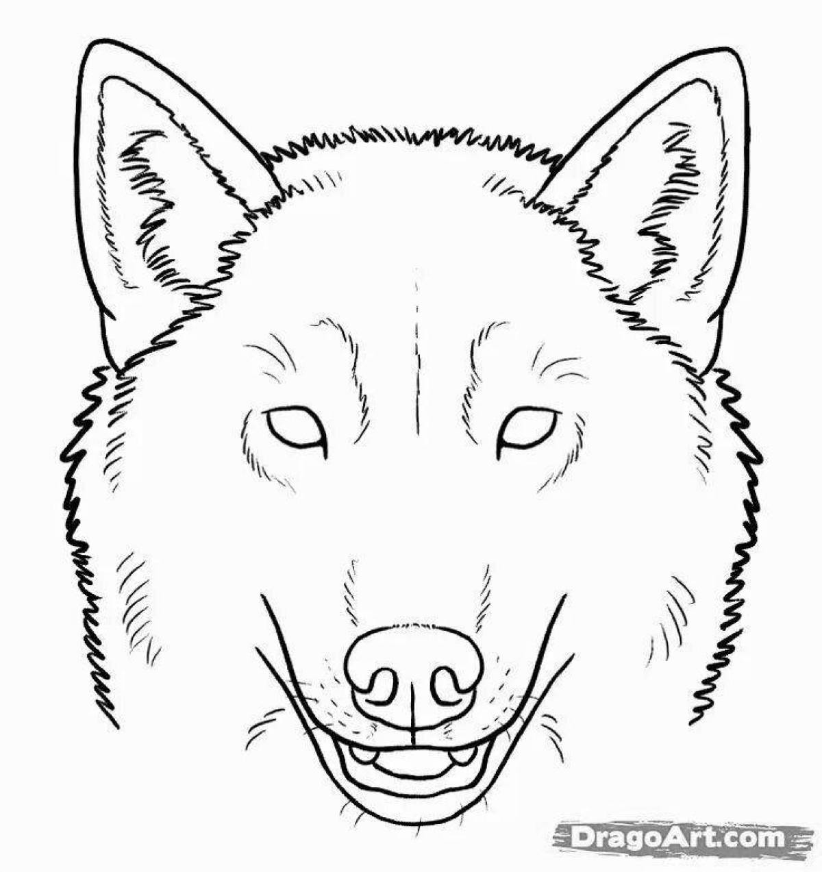 Majestic wolf head coloring book