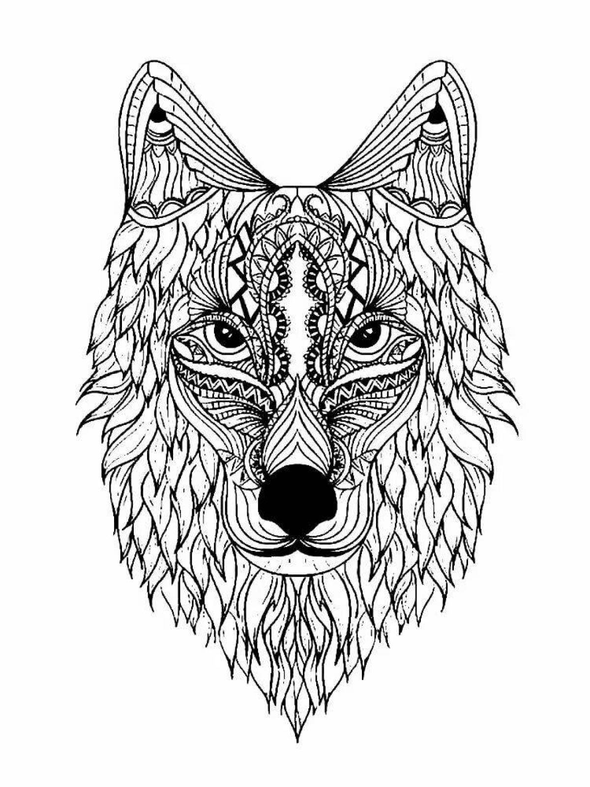 Благородная раскраска голова волка