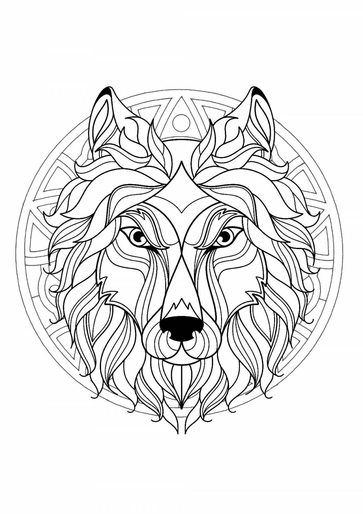 Fairytale wolf head coloring book