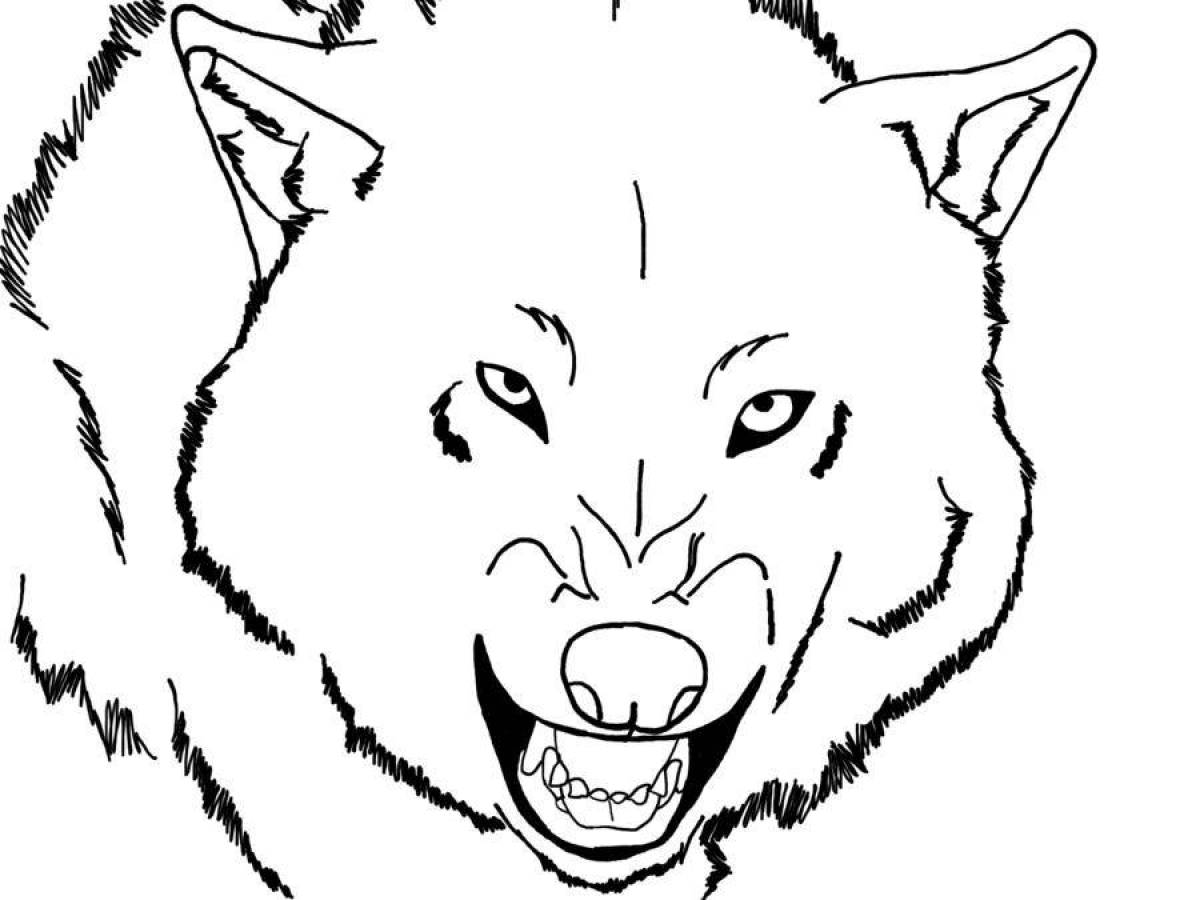 Glossy wolf head coloring book