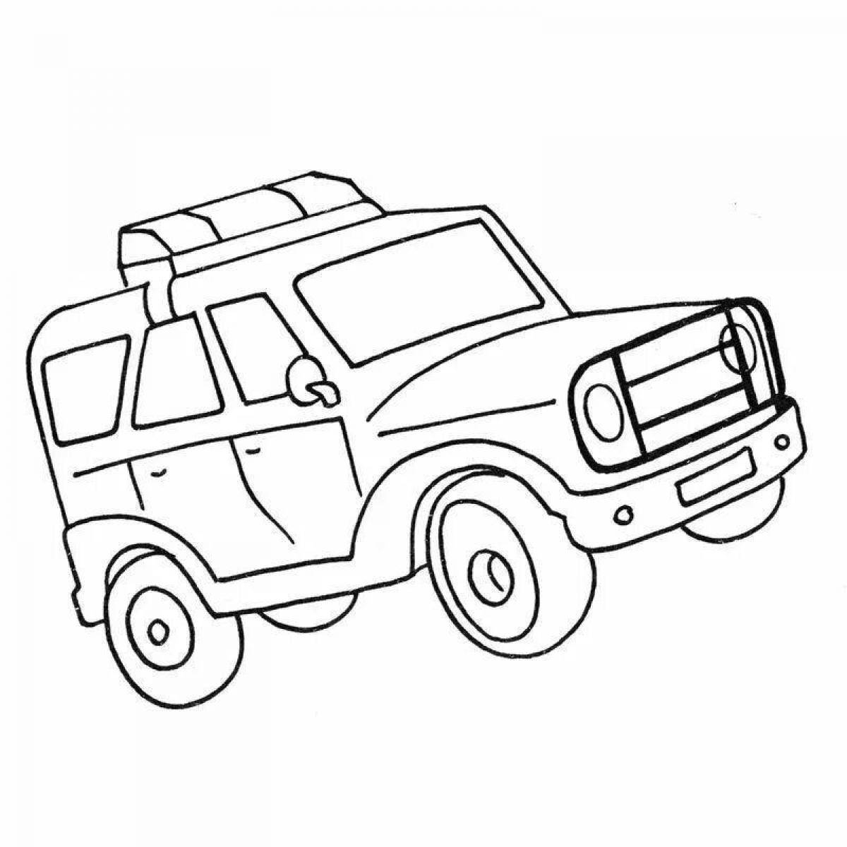 Colorful UAZ police coloring book
