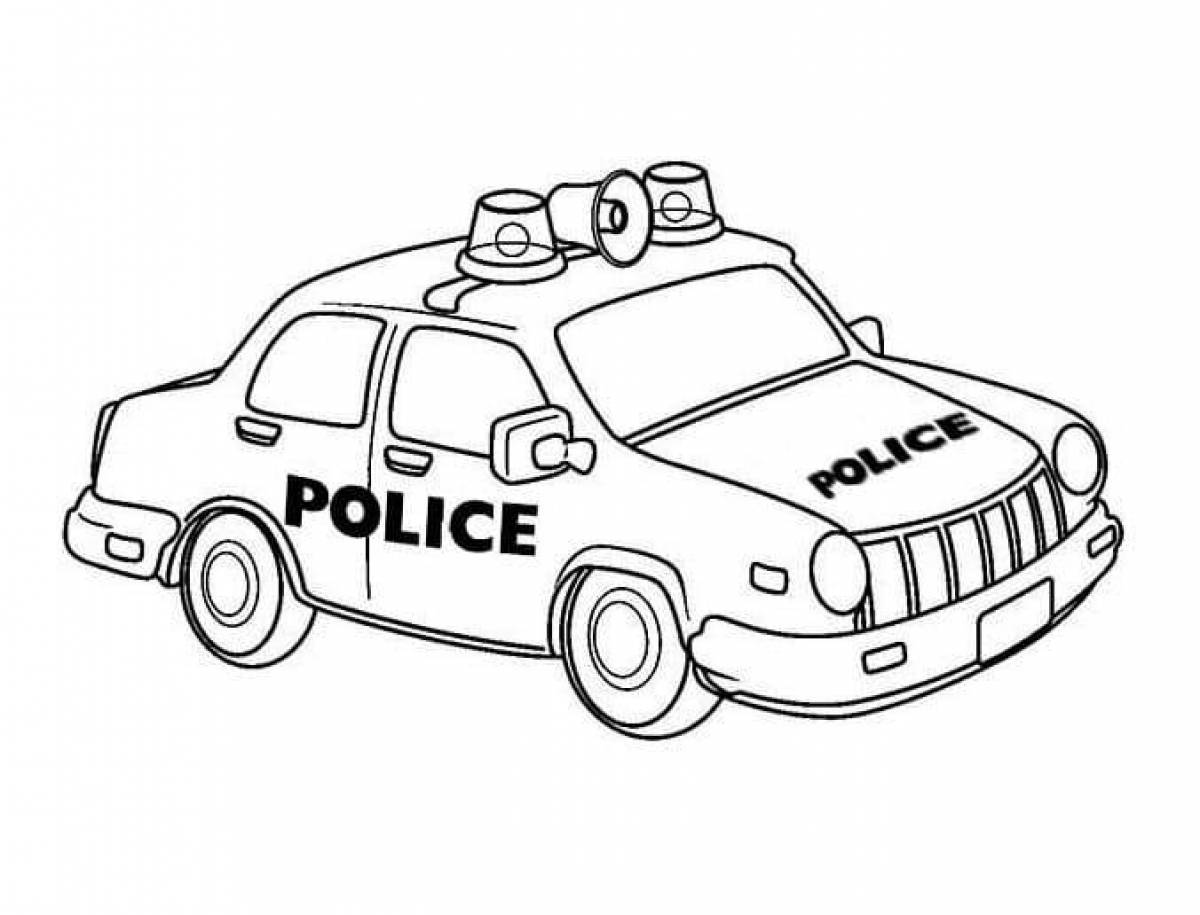 Coloring page charming police UAZ