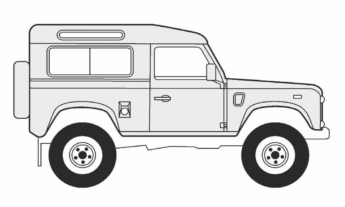 Coloring page glowing police UAZ