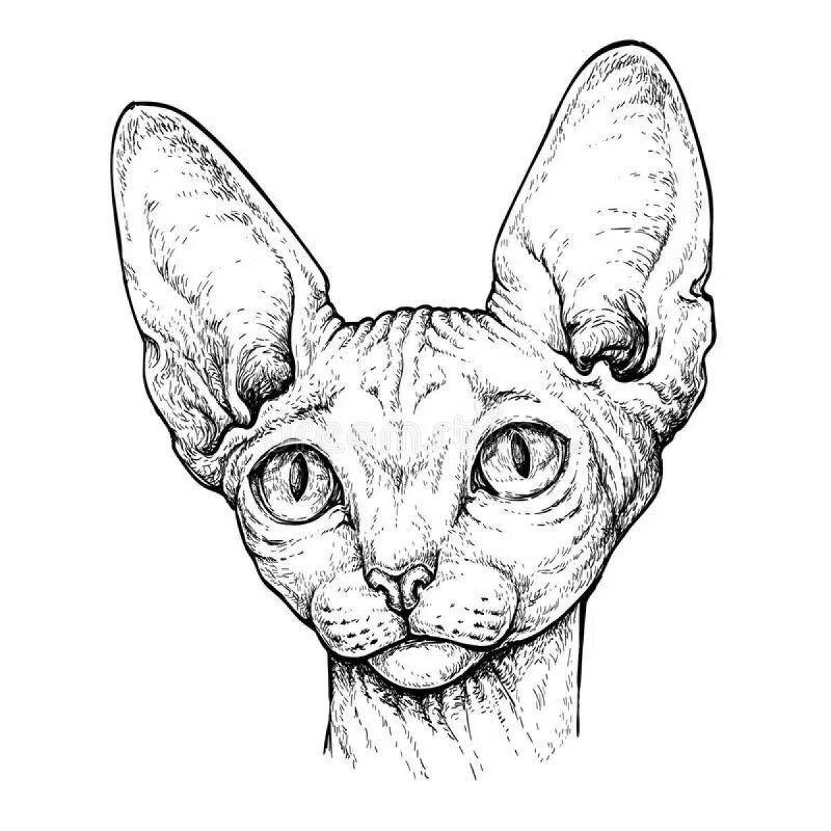 Раскраска симпатичная кошка-сфинкс