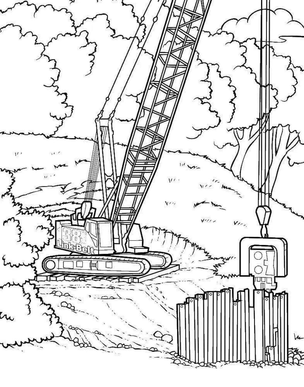 Gorgeous construction crane coloring page